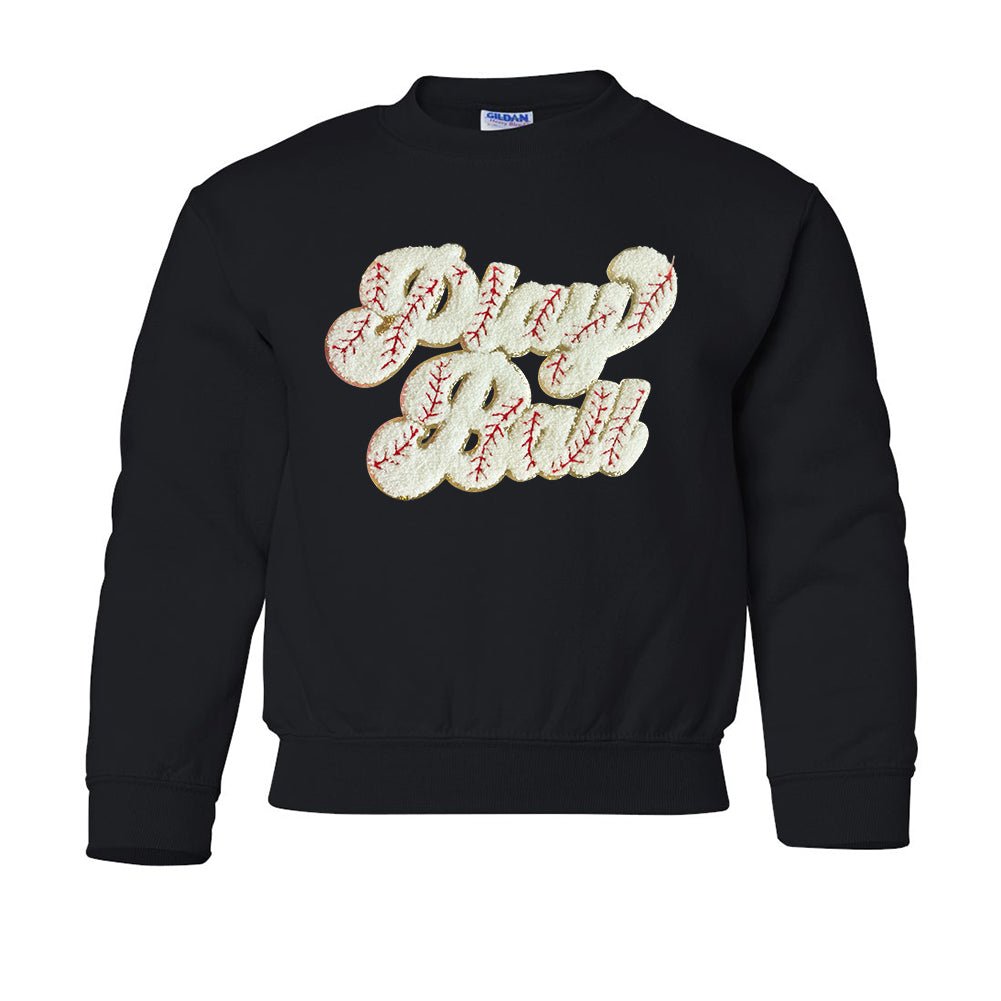 Kids Play Ball Letter Patch Crewneck Sweatshirt from United Monograms
