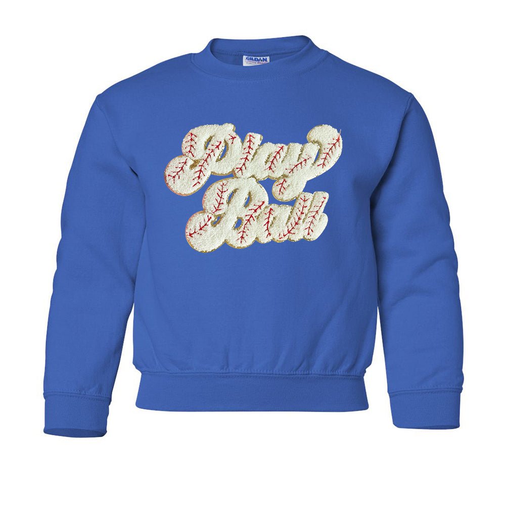 Kids Play Ball Letter Patch Crewneck Sweatshirt from United Monograms