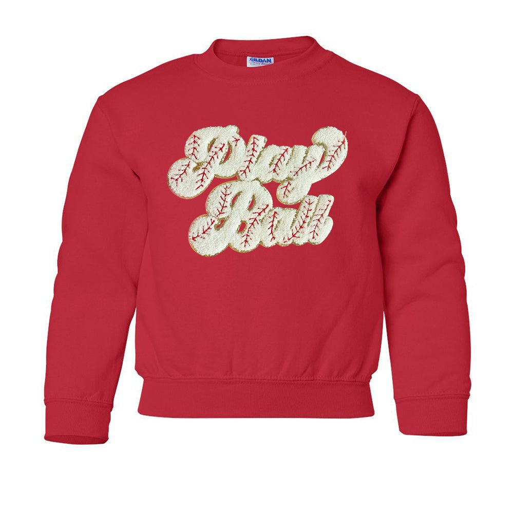Kids Play Ball Letter Patch Crewneck Sweatshirt from United Monograms