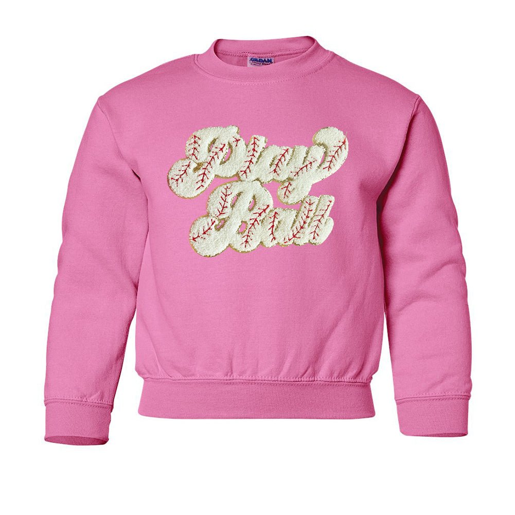 Kids Play Ball Letter Patch Crewneck Sweatshirt from United Monograms