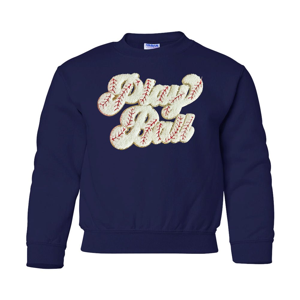 Kids Play Ball Letter Patch Crewneck Sweatshirt from United Monograms