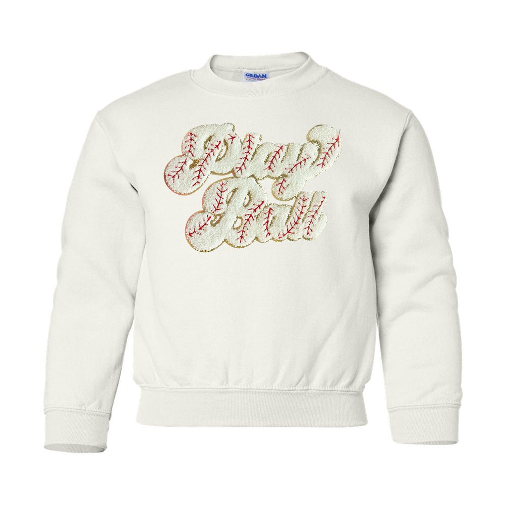 Kids Play Ball Letter Patch Crewneck Sweatshirt from United Monograms