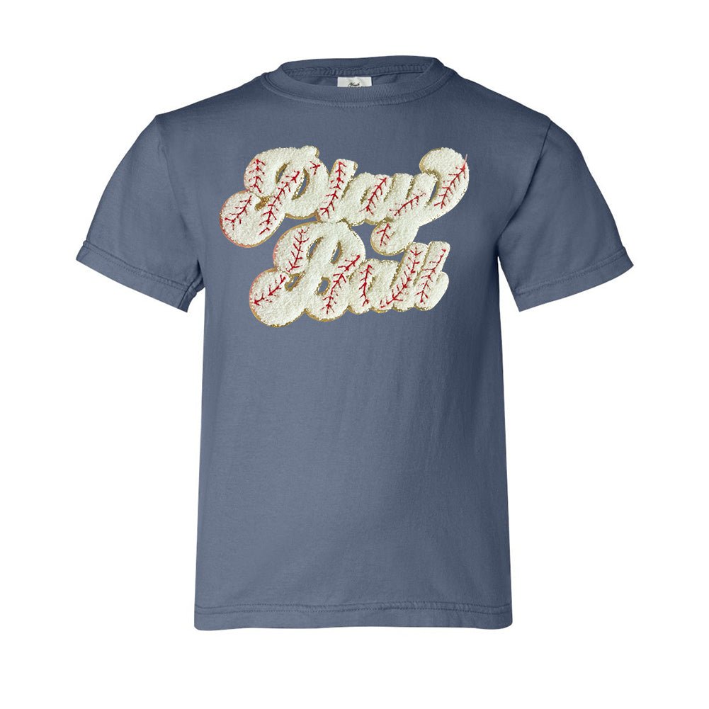 Kids Play Ball Letter Patch T-Shirt from United Monograms