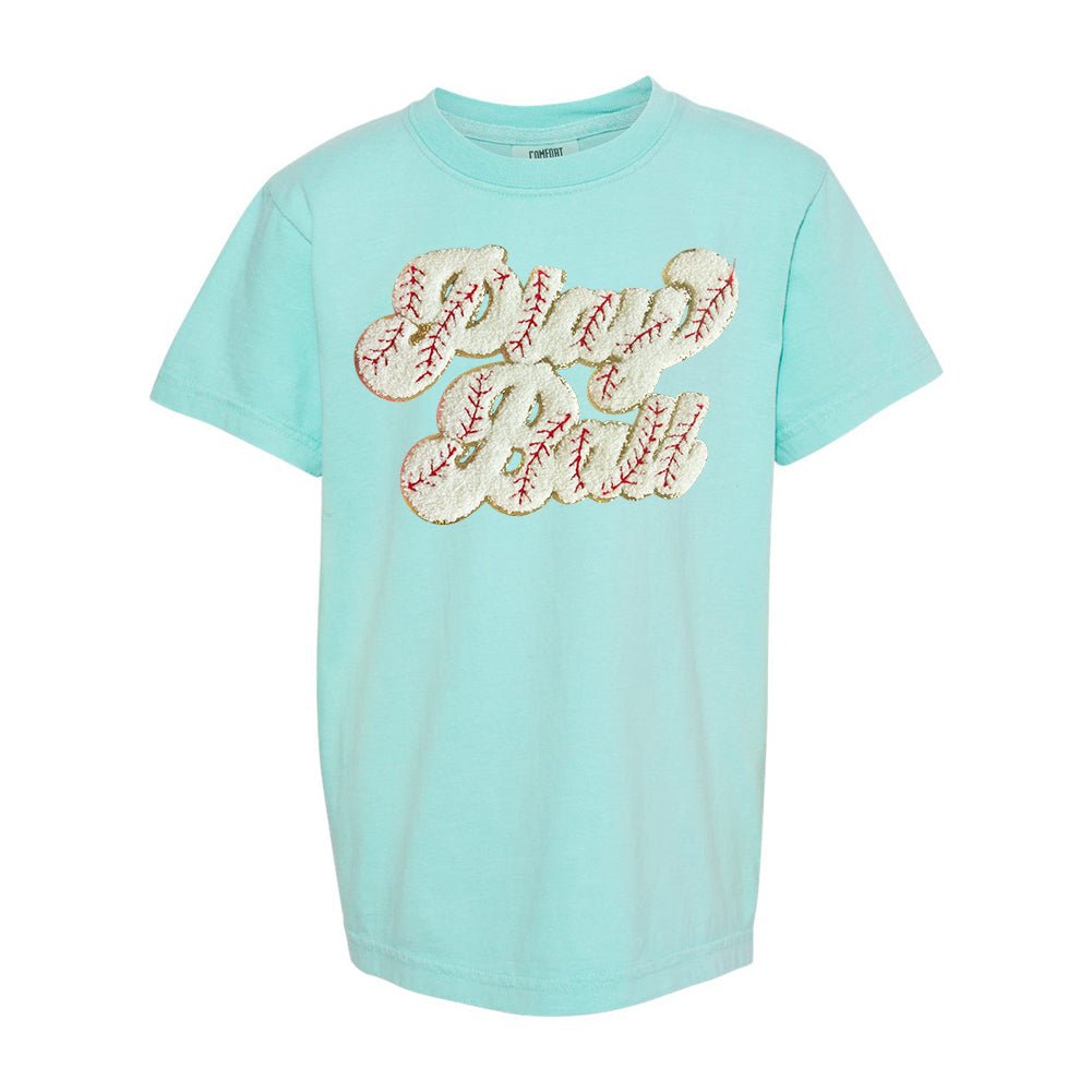 Kids Play Ball Letter Patch T-Shirt from United Monograms