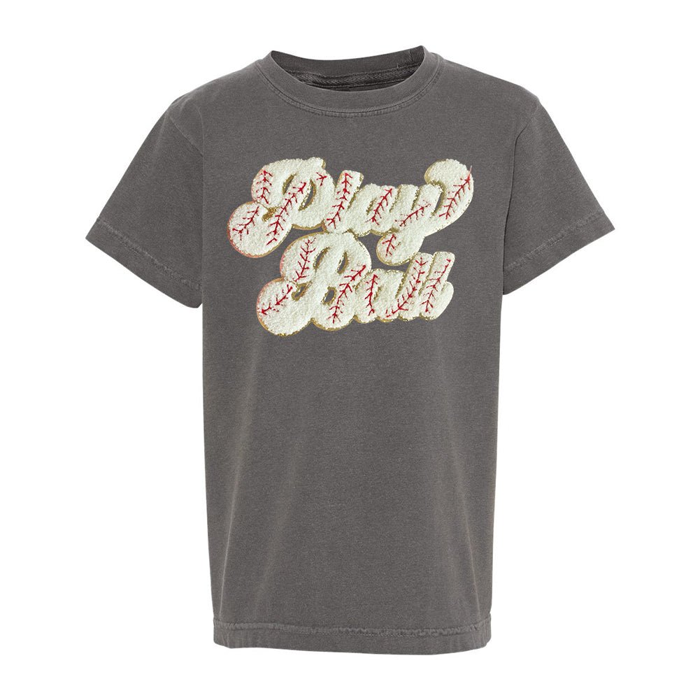 Kids Play Ball Letter Patch T-Shirt from United Monograms