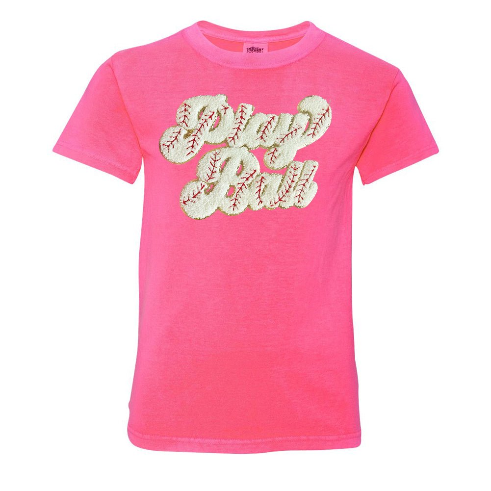 Kids Play Ball Letter Patch T-Shirt from United Monograms