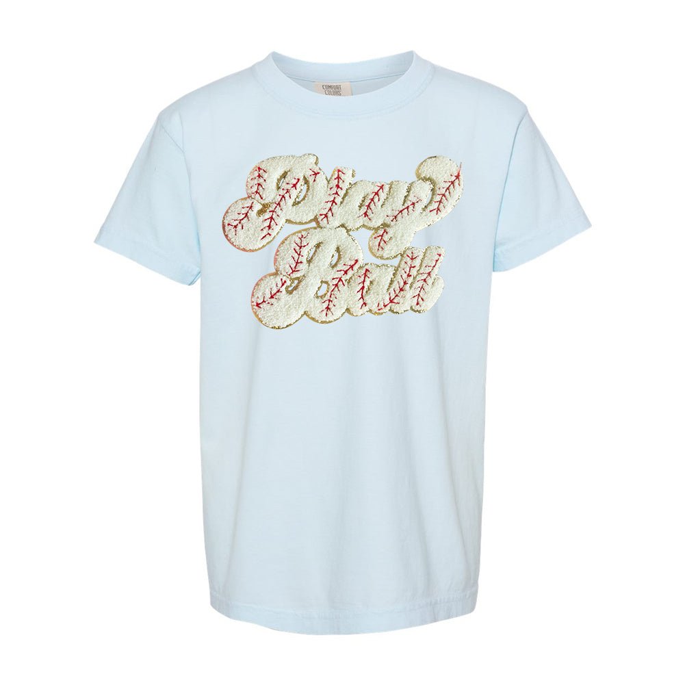 Kids Play Ball Letter Patch T-Shirt from United Monograms