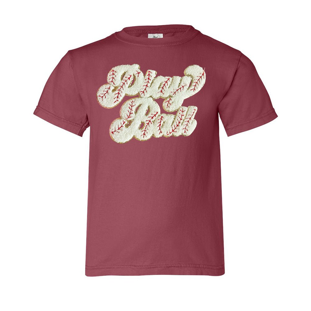 Kids Play Ball Letter Patch T-Shirt from United Monograms