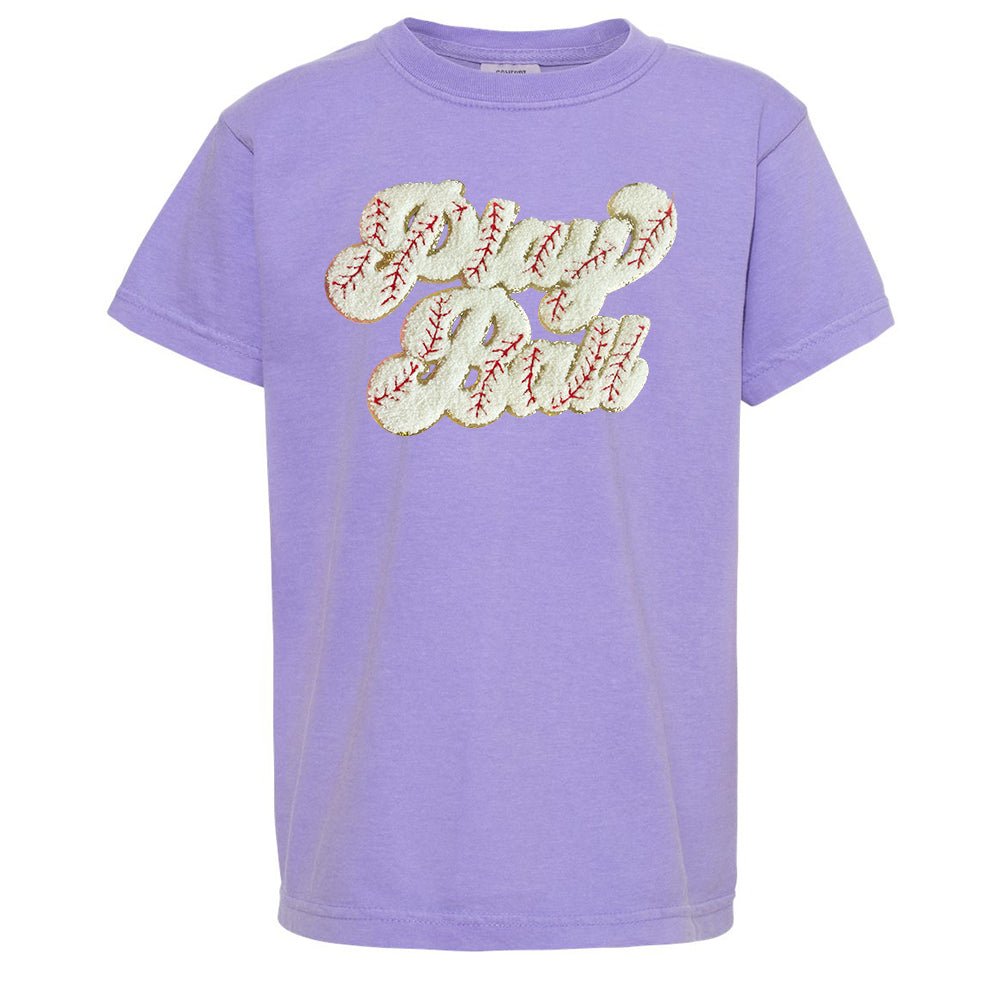 Kids Play Ball Letter Patch T-Shirt from United Monograms