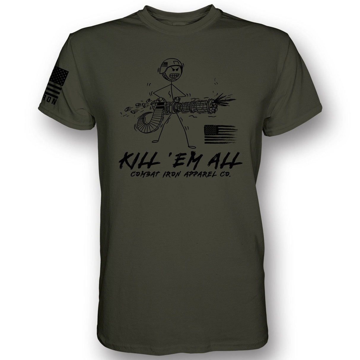 Kill Em' All Machine Gunner Men's T-Shirt From Combat Iron Apparel