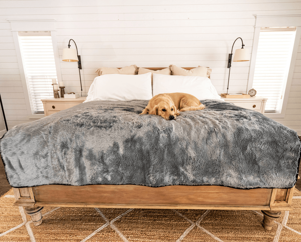 PupProtector™ Summer Short Fur Waterproof Throw Blanket - Charcoal Grey from Paw.com