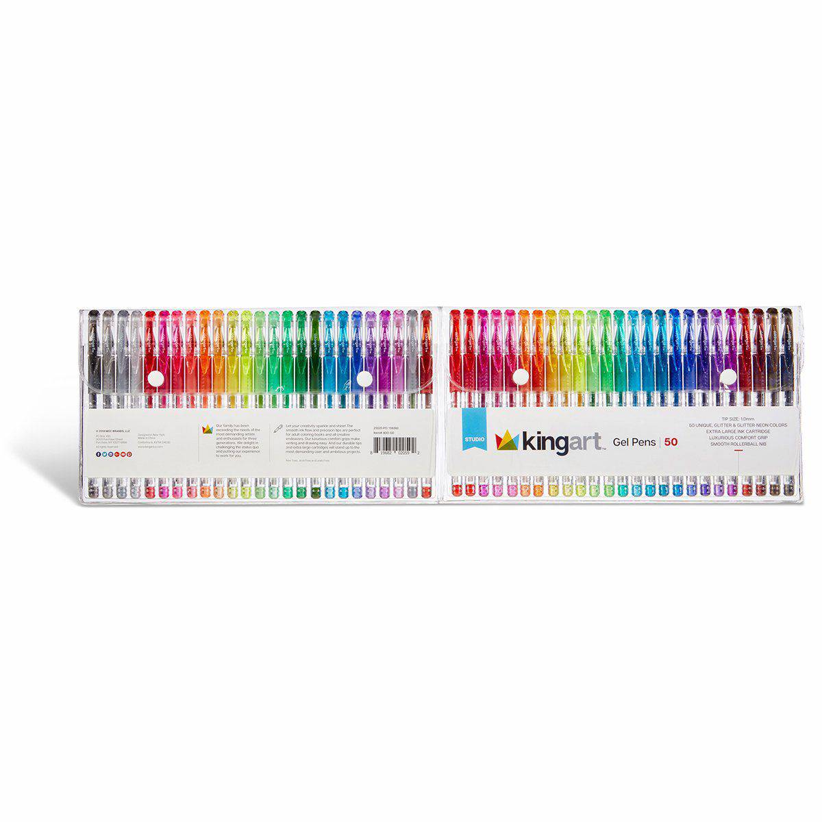 Gel Pens, Soft Grip, 50 Glitter Colors from KINGART