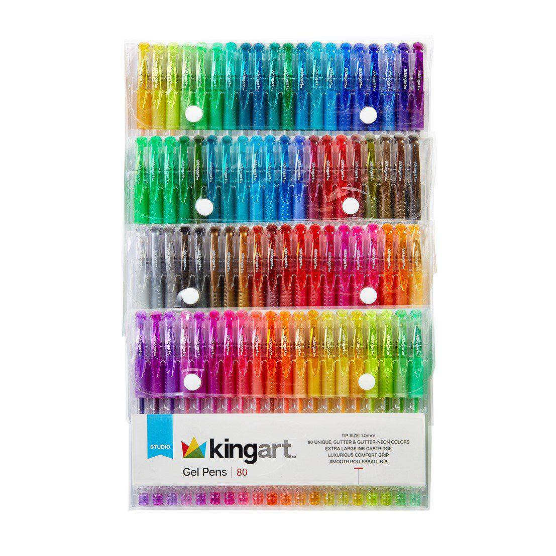 Gel Pens, Soft Grip, 80 Glitter Colors from KINGART