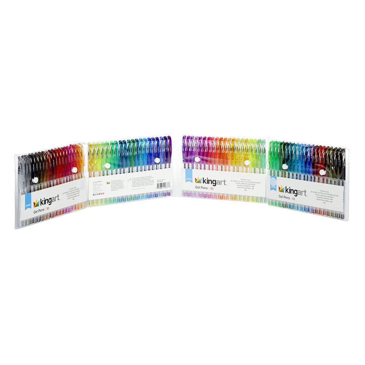 Gel Pens, Soft Grip, 80 Glitter Colors from KINGART