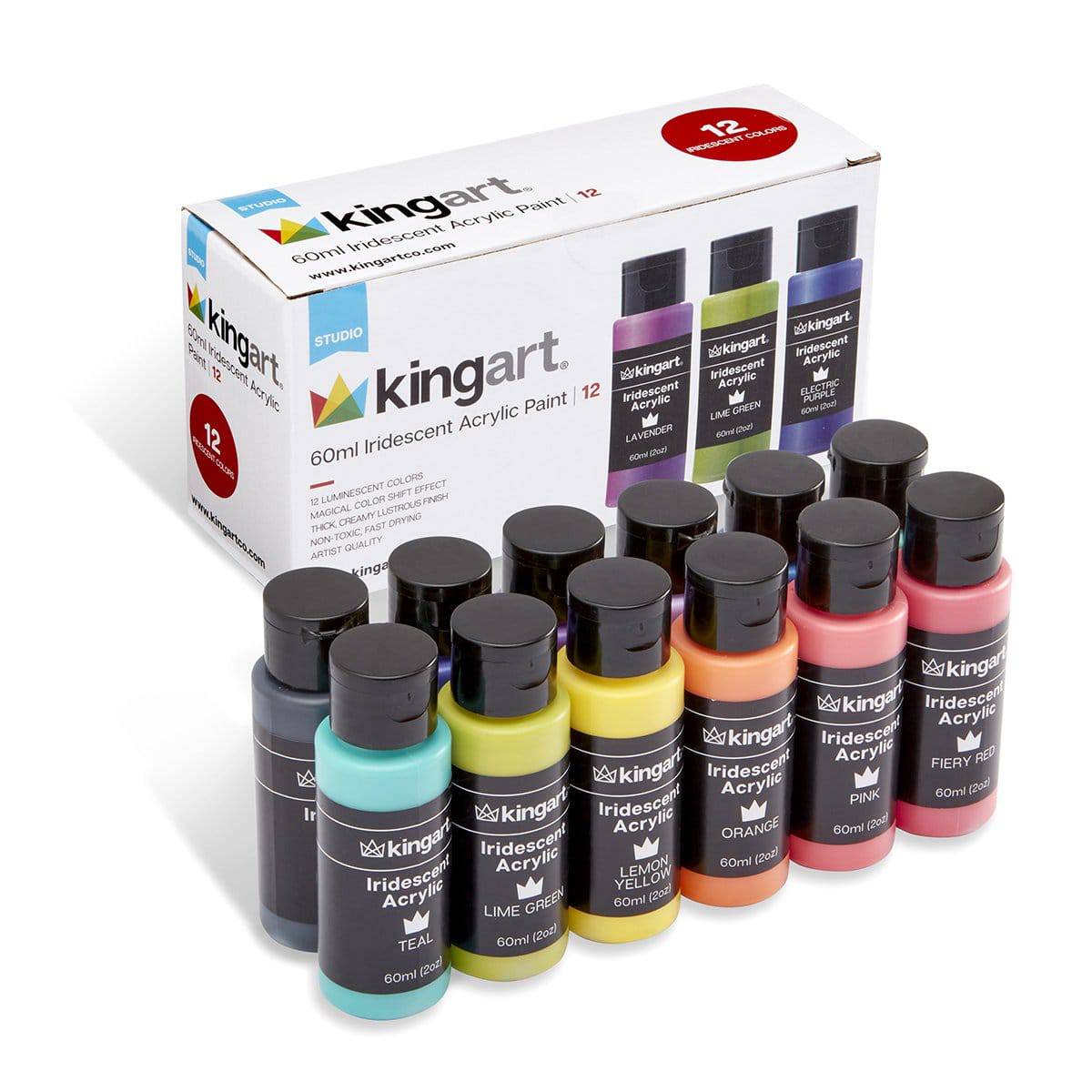 Acrylic Paint 12 Iridescent Colors from KINGART
