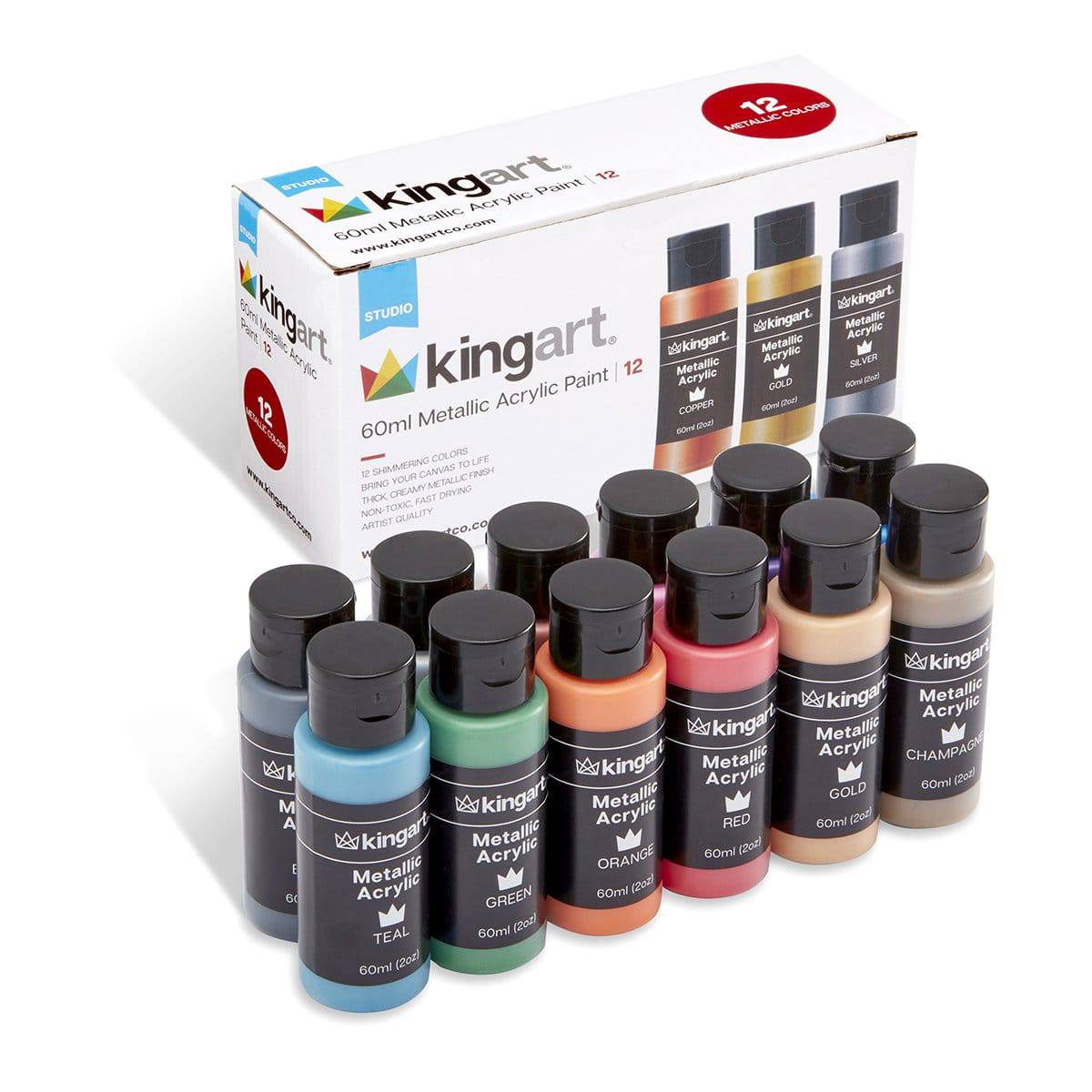 Acrylic Paint 12 Metallic Colors from KINGART