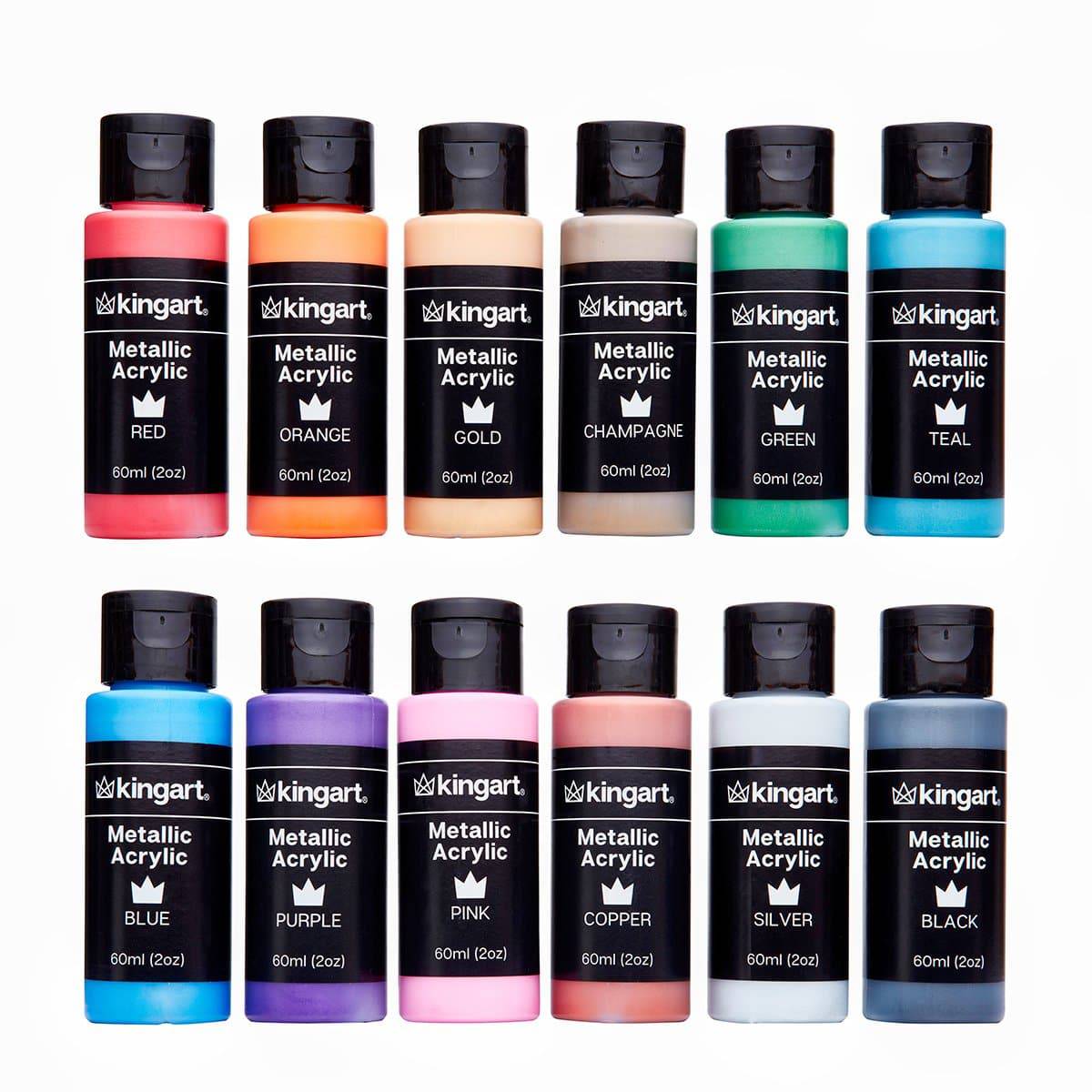 Acrylic Paint 12 Metallic Colors from KINGART
