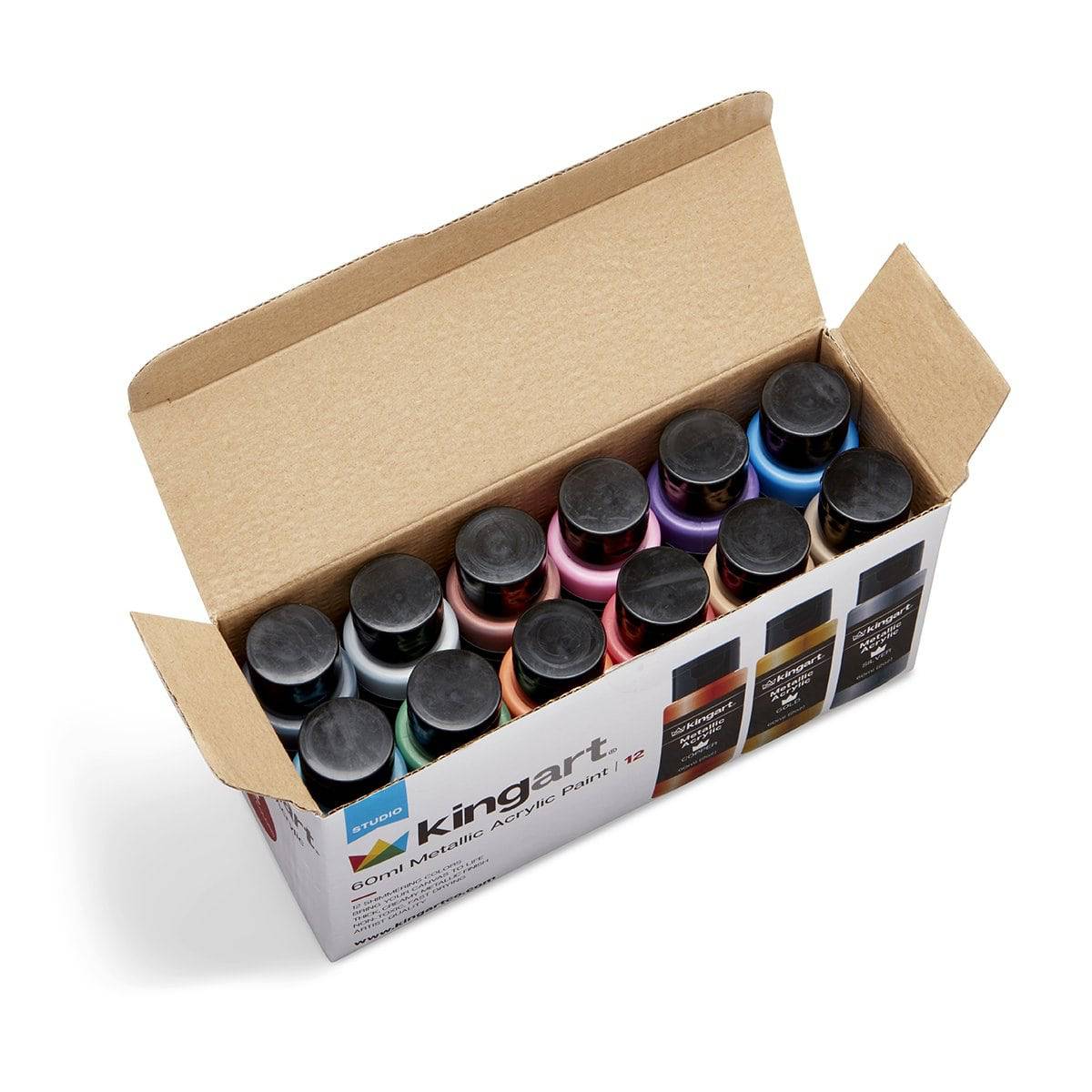 Acrylic Paint 12 Metallic Colors from KINGART