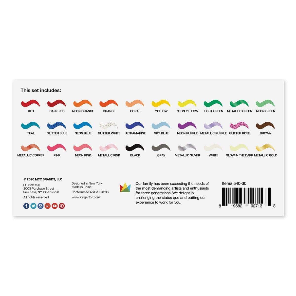 Fabric Paint 30 Colors from KINGART