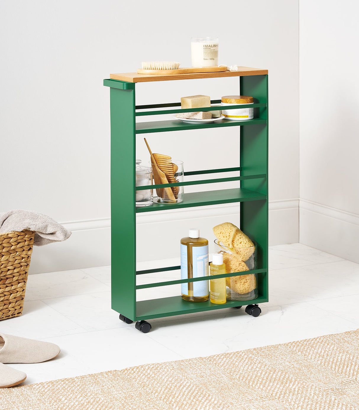 Slim Storage Cart (32" H)  - Steel - Forest Green from Yamazaki Home