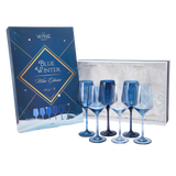 Blue Winter Christmas Wine Glasses | Set of 12 | Navy Colors from The Wine Savant