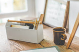 Pen + Desk Organizer - Two Sizes - Steel + Wood from Yamazaki Home