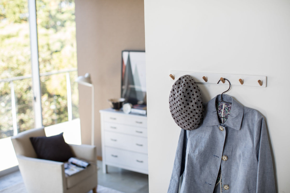 Wall-Mounted Coat Rack - Steel + Wood from Yamazaki Home