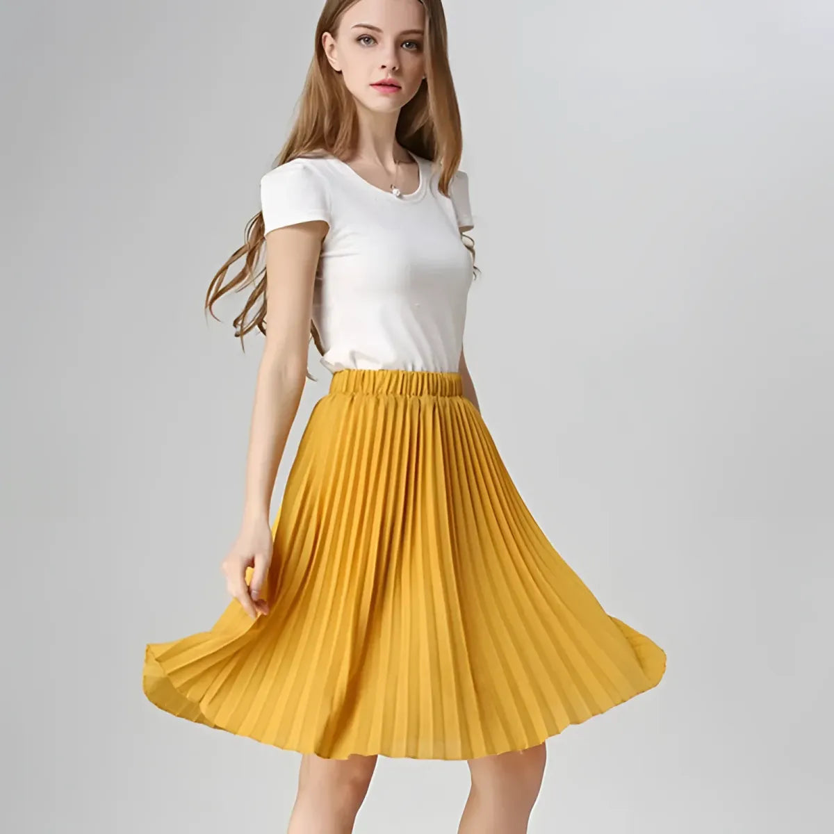 Knife-Pleated Chiffon Skirt from Kawaii Stop