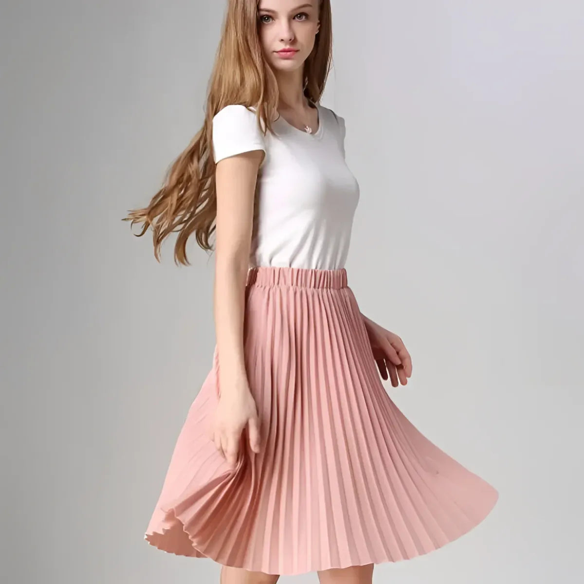 Knife-Pleated Chiffon Skirt from Kawaii Stop