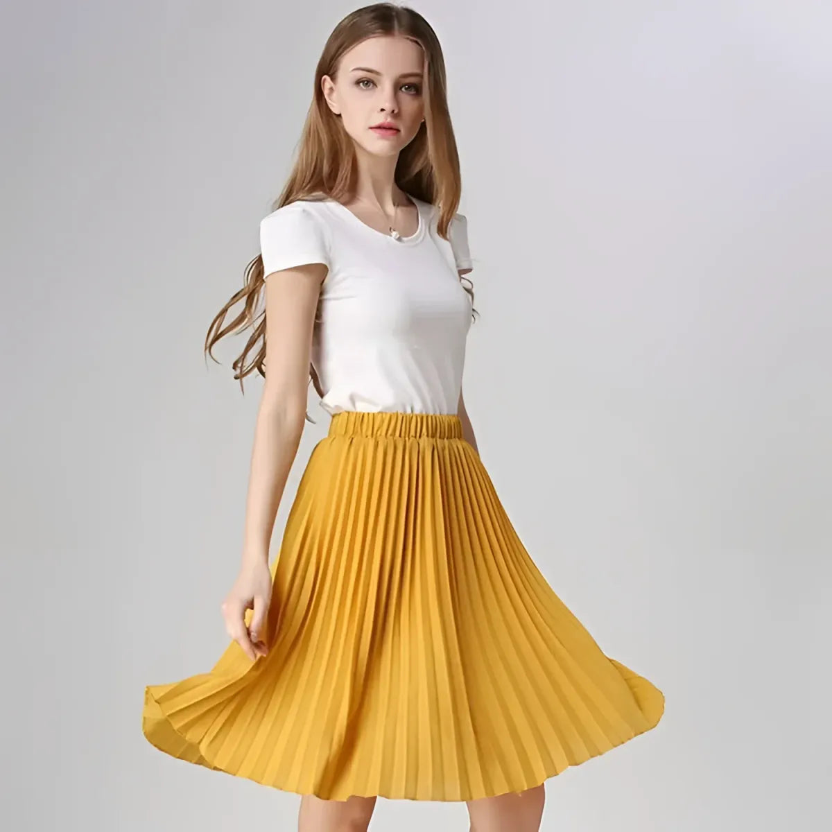 Knife-Pleated Chiffon Skirt from Kawaii Stop