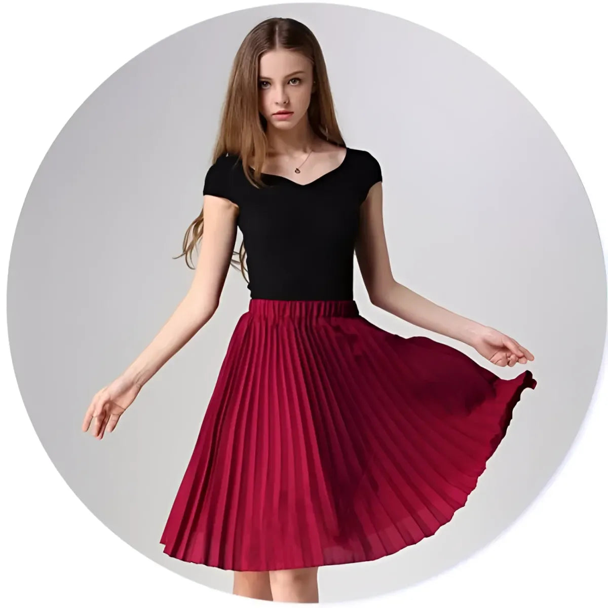 Knife-Pleated Chiffon Skirt from Kawaii Stop