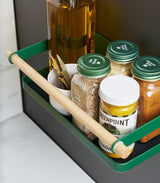 Magnetic Storage Caddy - Steel + Wood - Forest Green from Yamazaki Home
