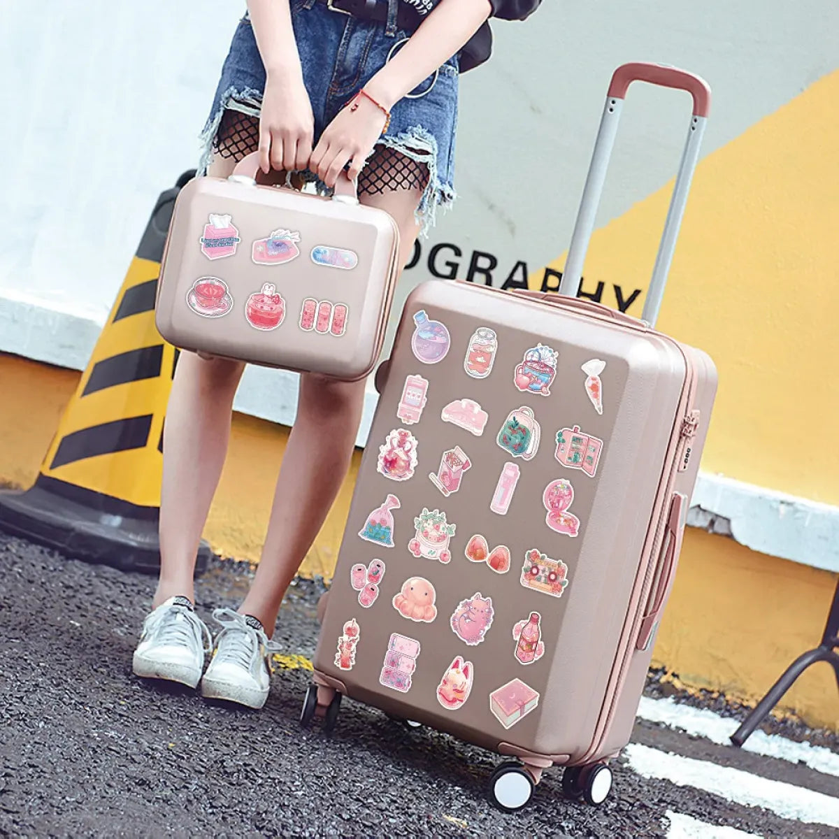 Korean INS Style Pink Cartoon Stickers - Cute DIY Graffiti Decals from Kawaii Stop