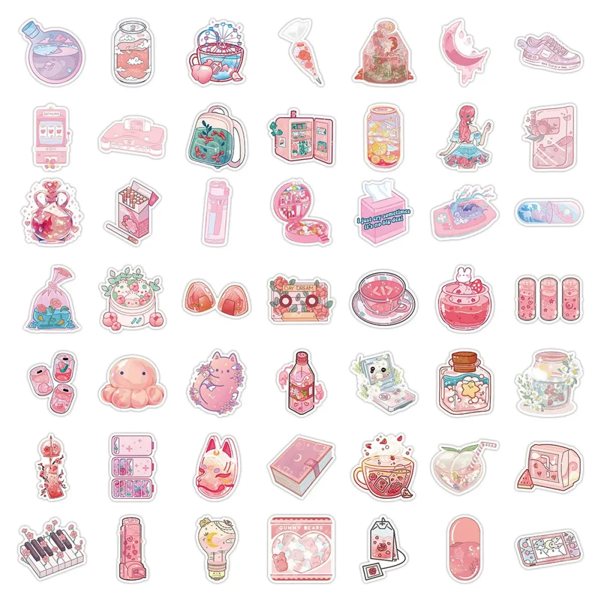 Korean INS Style Pink Cartoon Stickers - Cute DIY Graffiti Decals from Kawaii Stop