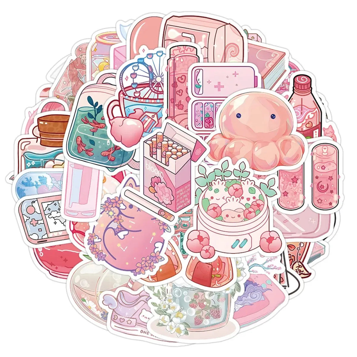 Korean INS Style Pink Cartoon Stickers - Cute DIY Graffiti Decals from Kawaii Stop
