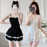 Ruffle One-Piece Swimsuit – Korean Sweet Mini Dress Swimwear from Kawaii Stop