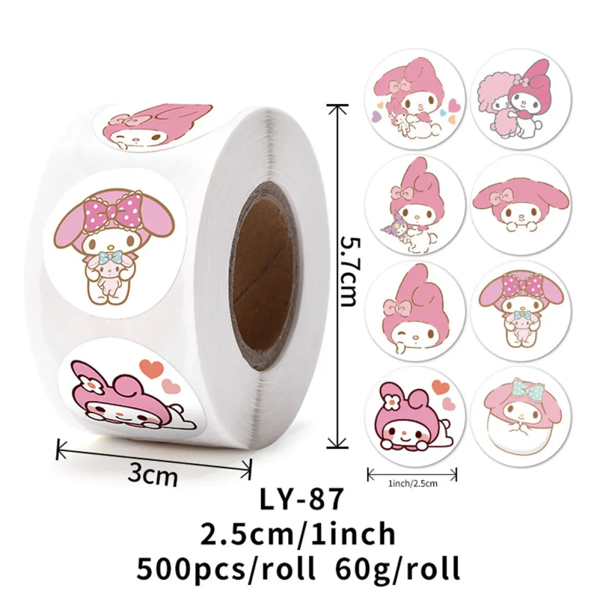 500PCS Cute Kuromi, Pochacco, My Melody Cartoon Stickers from Kawaii Stop