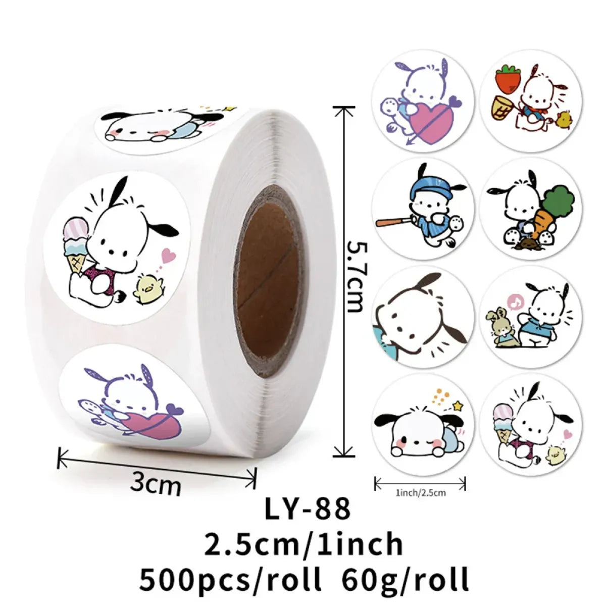 500PCS Cute Kuromi, Pochacco, My Melody Cartoon Stickers from Kawaii Stop