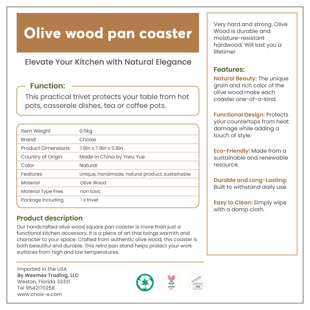 Olive Wood Pan Coaster from Choixe