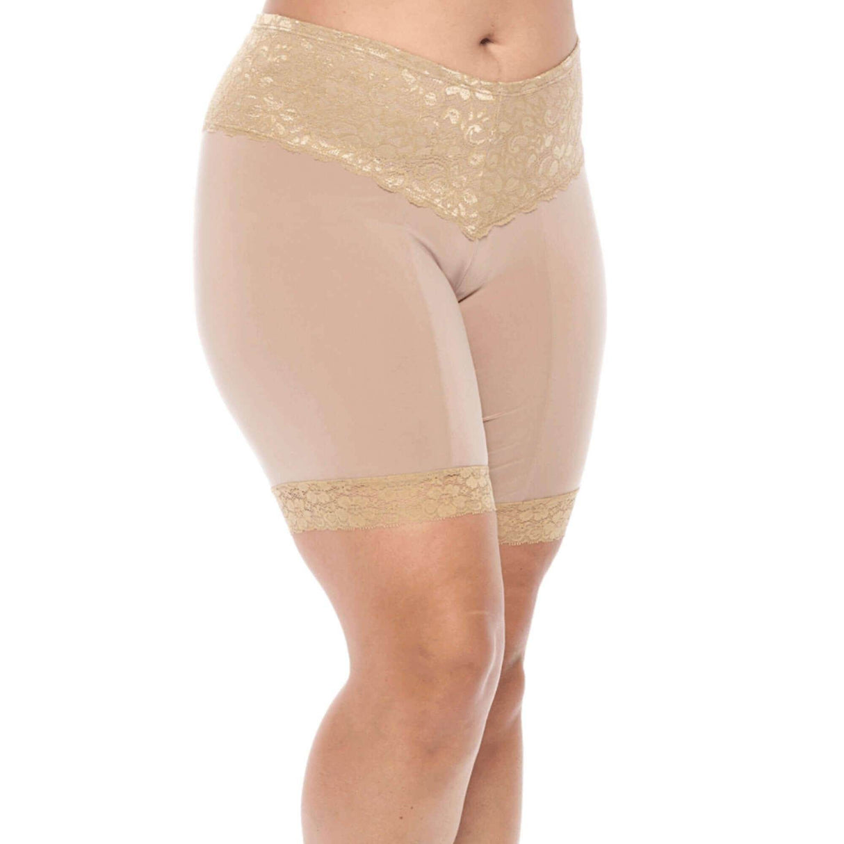Signature Lace Shortlette Slipshort 9" | Beige From Undersummers