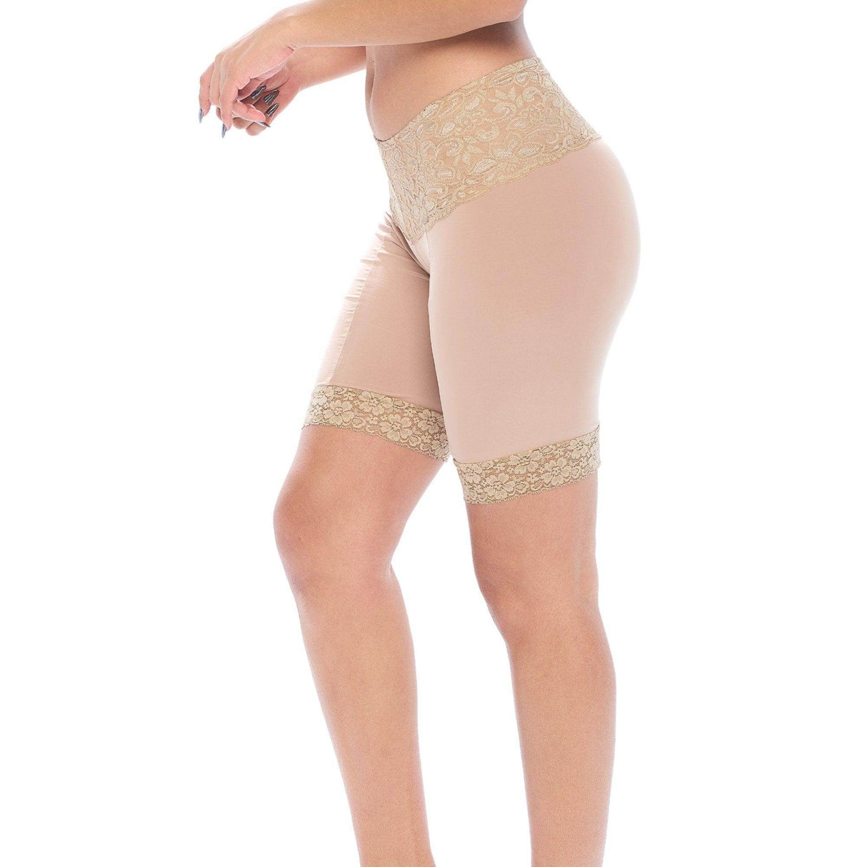 Signature Lace Shortlette Slipshort 9" | Beige From Undersummers