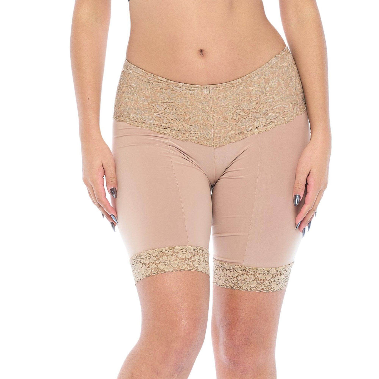 Signature Lace Shortlette Slipshort 9" | Beige From Undersummers