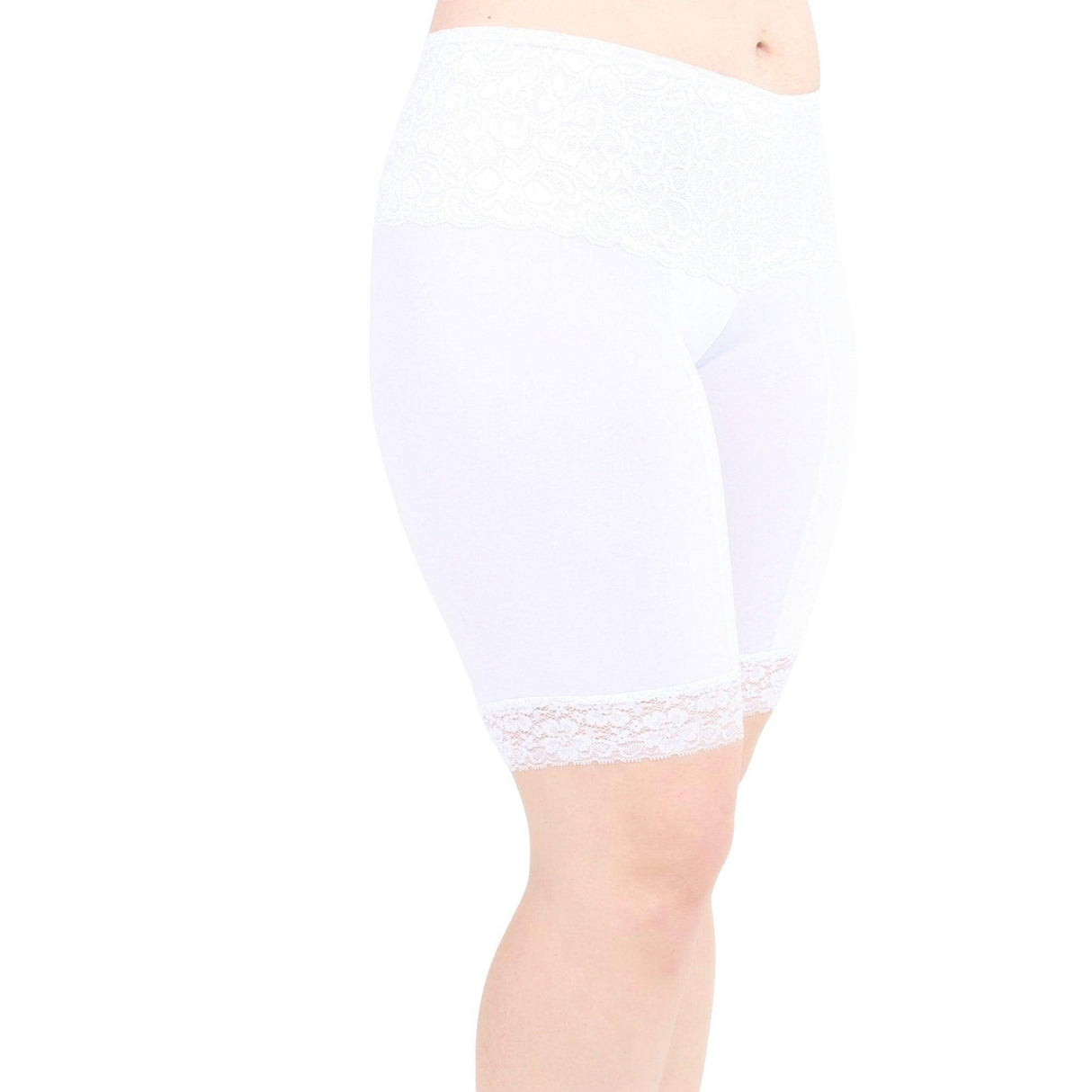 Signature Lace Shortlette Slipshort 9" | White From Undersummers