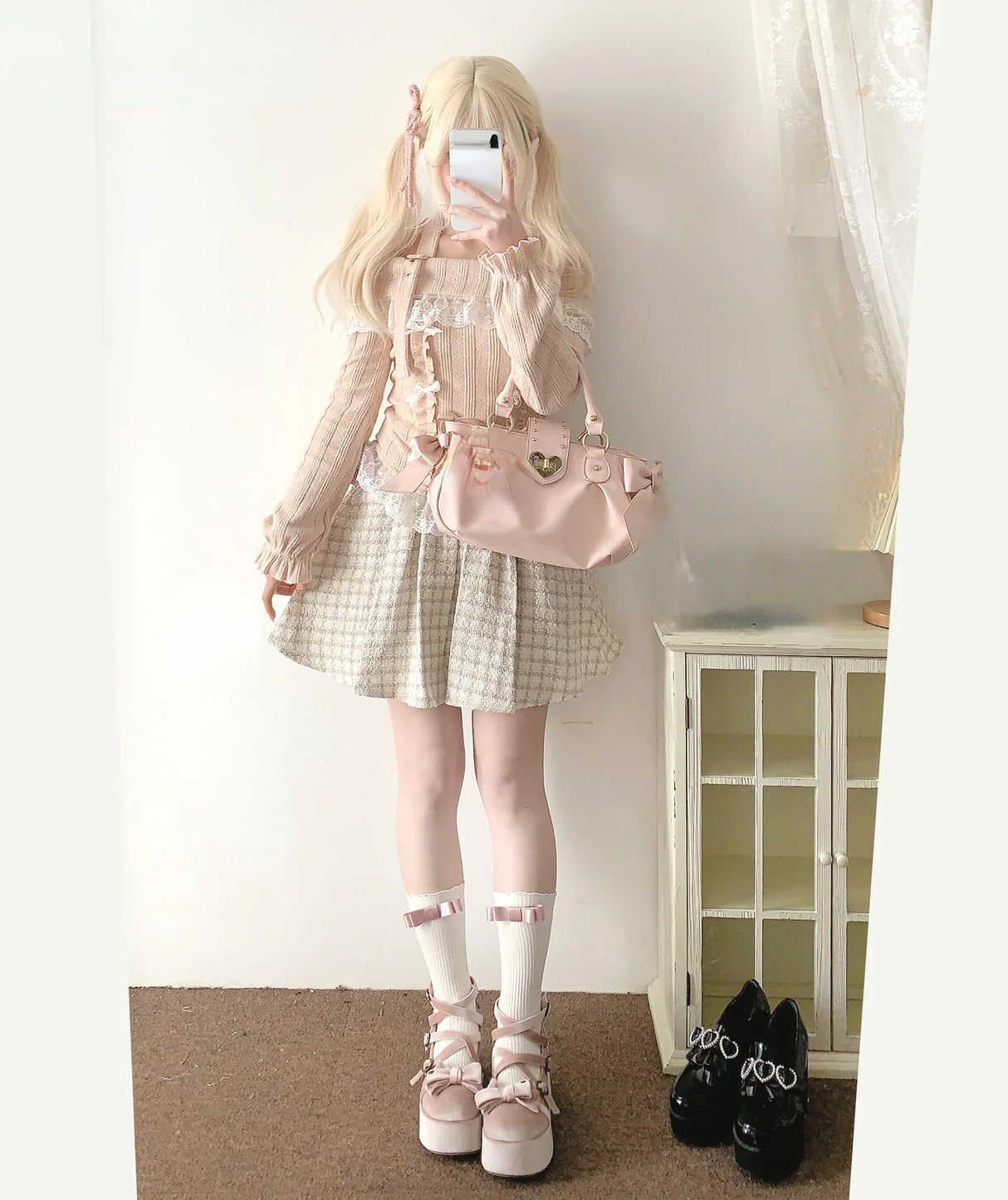 Kawaii Lace Patchwork Knit Top – Halter Neck Lolita Sweater From Kawaii Stop