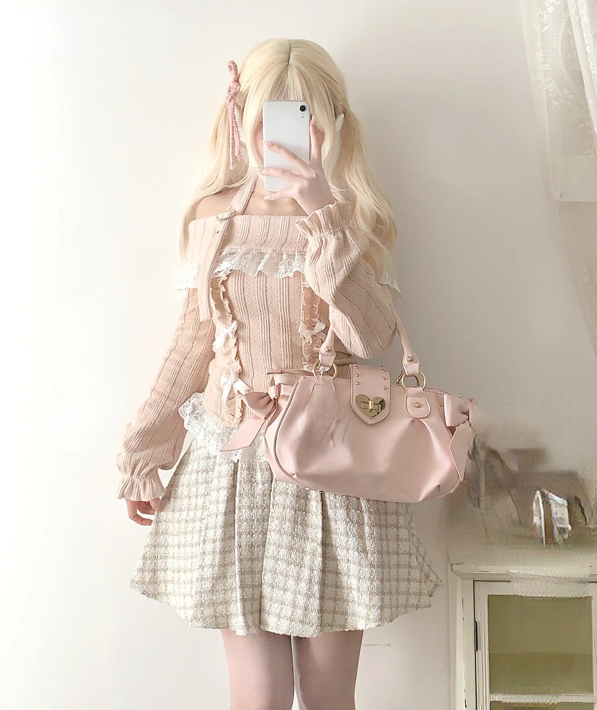 Kawaii Lace Patchwork Knit Top – Halter Neck Lolita Sweater From Kawaii Stop