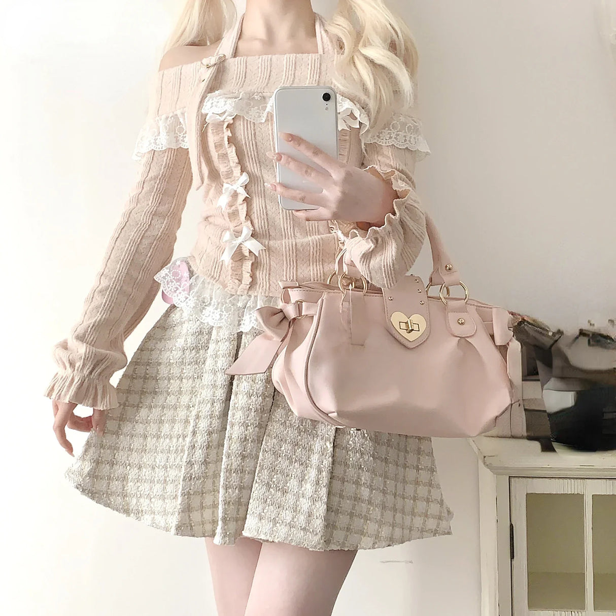Kawaii Lace Patchwork Knit Top – Halter Neck Lolita Sweater From Kawaii Stop