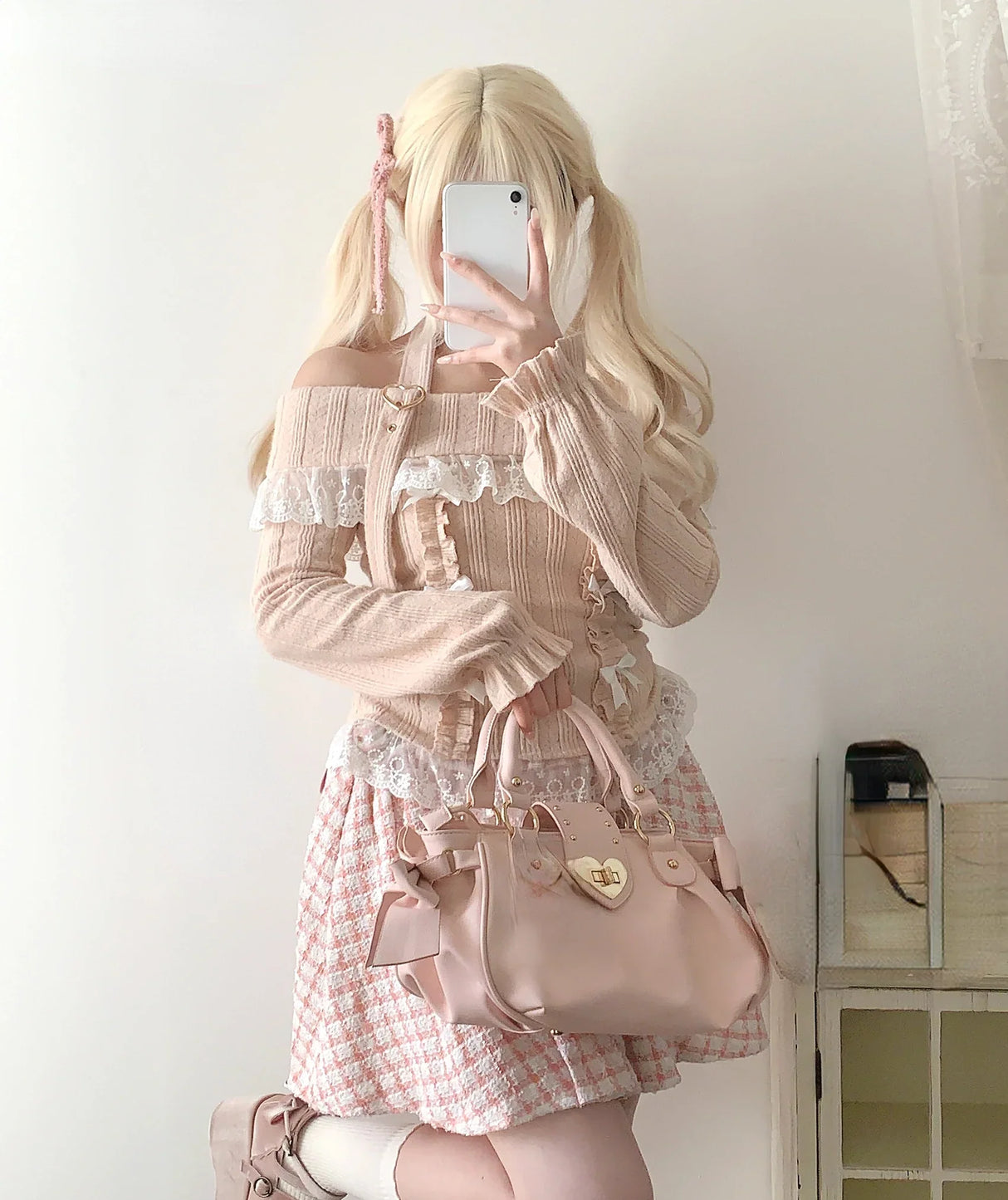 Kawaii Lace Patchwork Knit Top – Halter Neck Lolita Sweater From Kawaii Stop