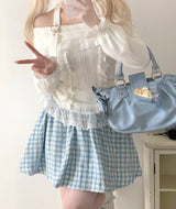 Kawaii Lace Patchwork Knit Top – Halter Neck Lolita Sweater From Kawaii Stop