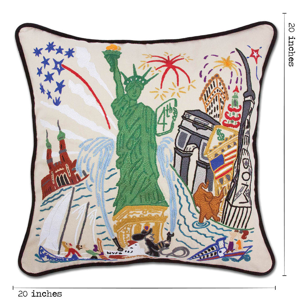 Lady Liberty Hand-Embroidered Pillow from Quirks!