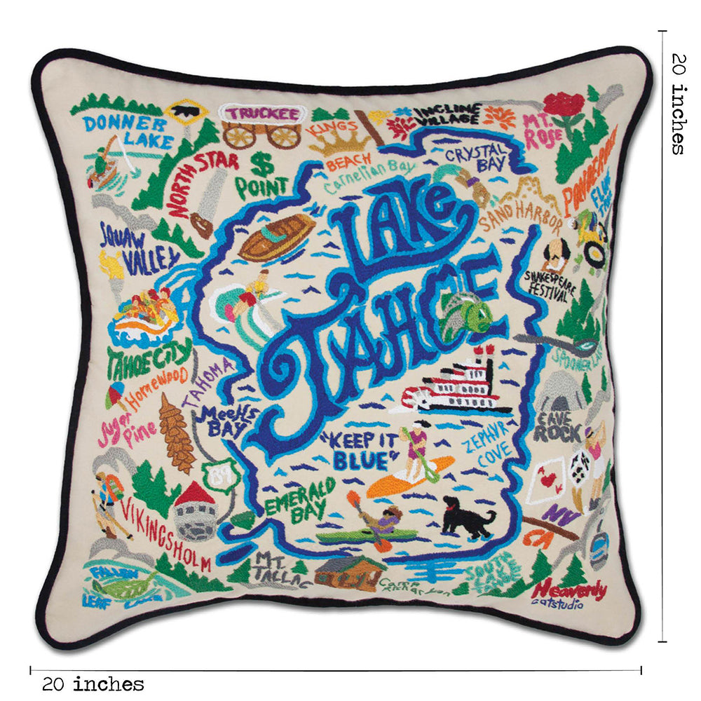 Lake Tahoe Hand-Embroidered Pillow from Quirks!
